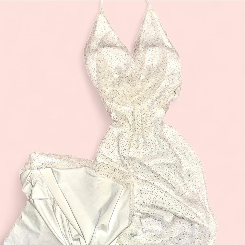 Sparkling Silver Halter Dress